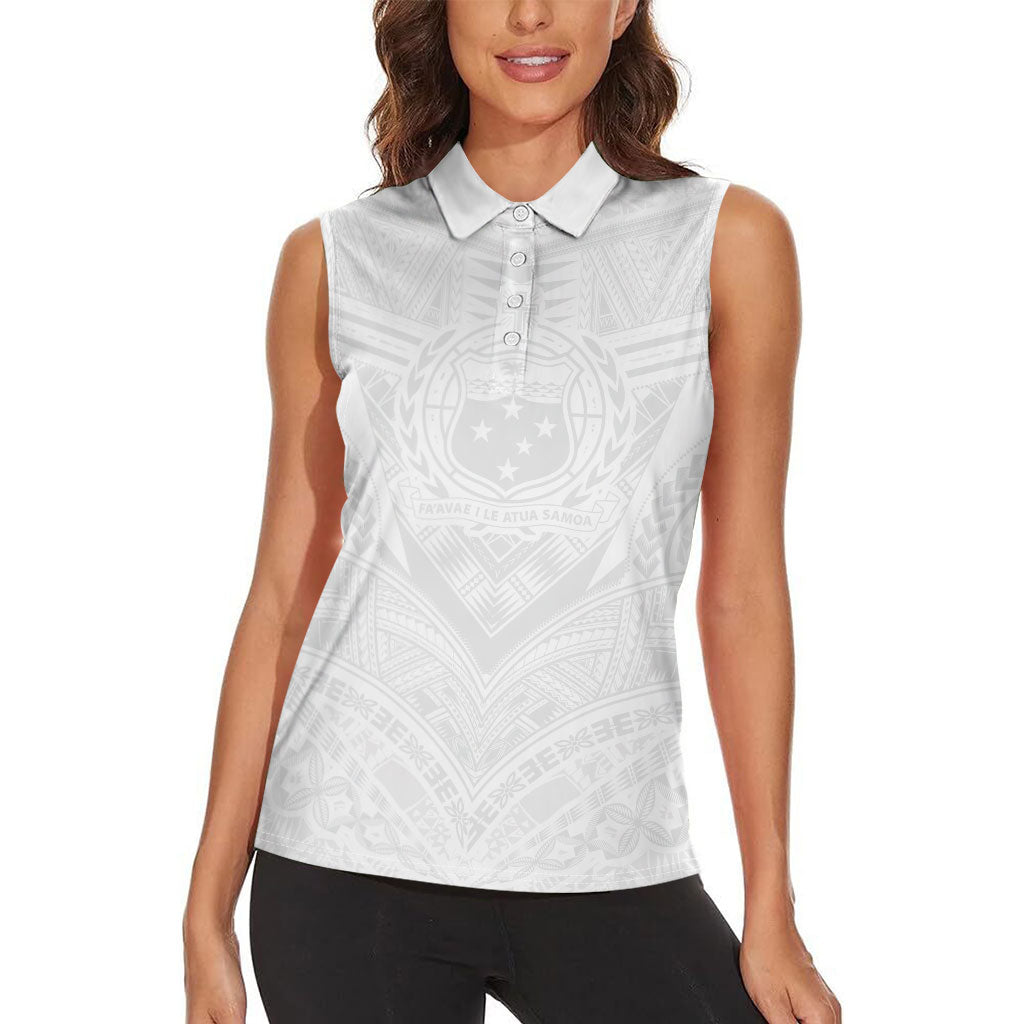 Samoan Lotu a Tamaiti Women Sleeveless Polo Shirt Coat of Arms and Polynesian Pattern
