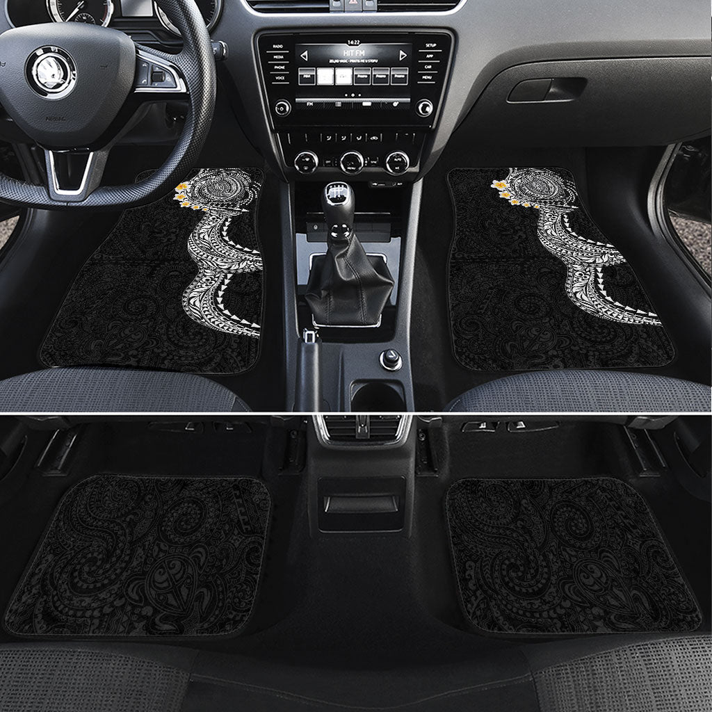 Hawaiian Tribal Tattoo and Plumeria Car Mats Polynesian Pattern Black Color LT03 Set 4pcs Black - Polynesian Pride