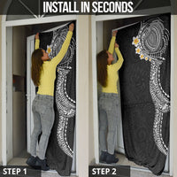 Hawaiian Tribal Tattoo and Plumeria Door Cover Polynesian Pattern Black Color