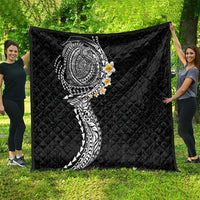 Hawaiian Tribal Tattoo and Plumeria Quilt Polynesian Pattern Black Color