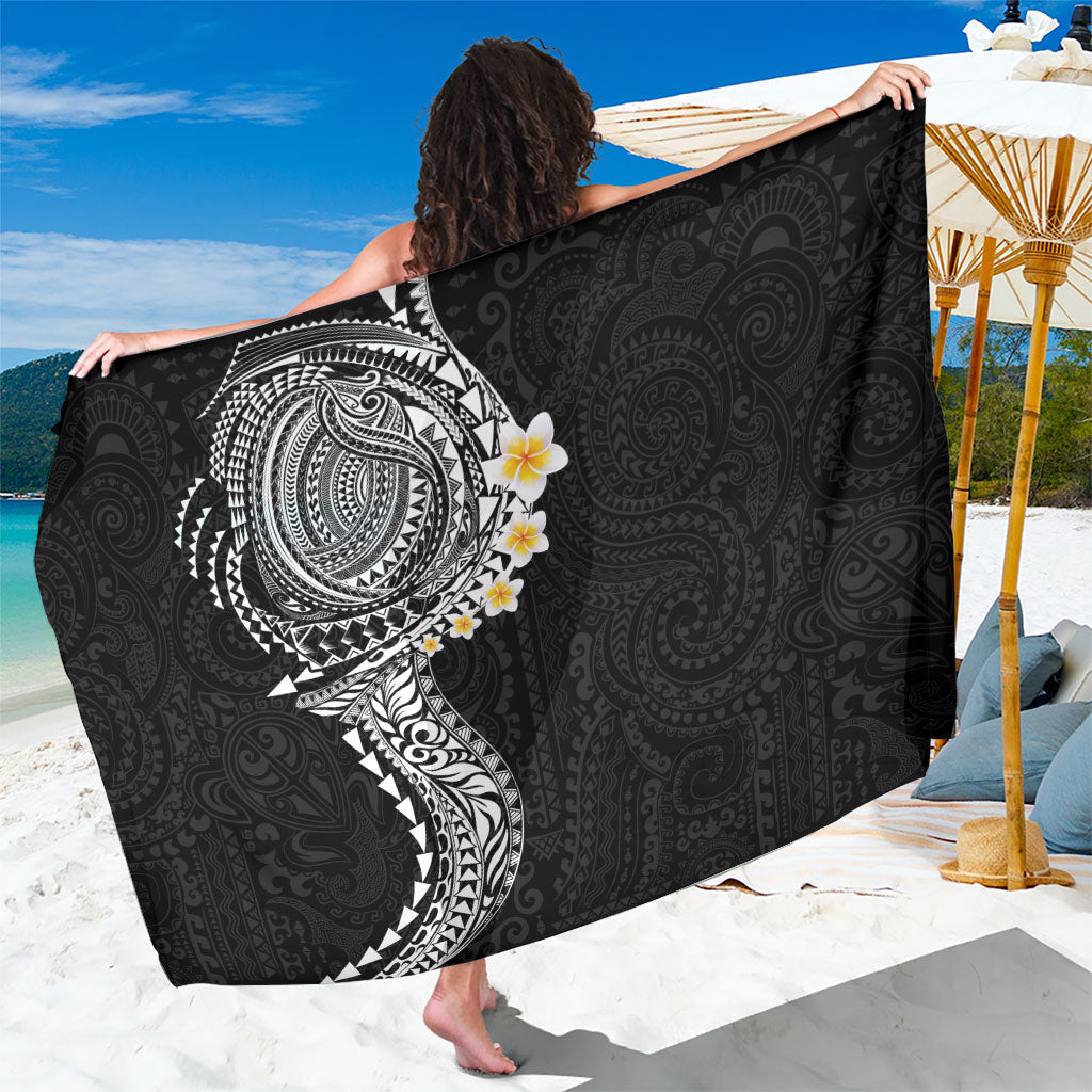 Hawaiian Tribal Tattoo and Plumeria Sarong Polynesian Pattern Black Color