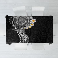 Hawaiian Tribal Tattoo and Plumeria Tablecloth Polynesian Pattern Black Color