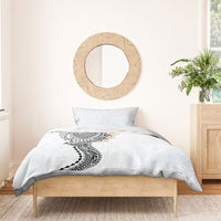 Hawaiian Tribal Tattoo and Plumeria Bedding Set Polynesian Pattern White Color