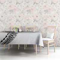Hawaiian Tribal Tattoo and Plumeria Tablecloth Polynesian Pattern White Color
