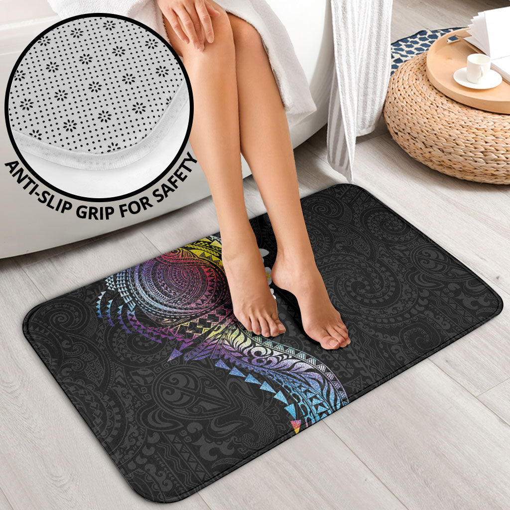 Hawaiian Tribal Tattoo and Plumeria Bathroom Set Polynesian Pattern Rainbow