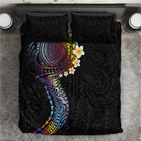 Hawaiian Tribal Tattoo and Plumeria Bedding Set Polynesian Pattern Rainbow