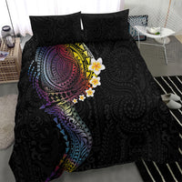 Hawaiian Tribal Tattoo and Plumeria Bedding Set Polynesian Pattern Rainbow