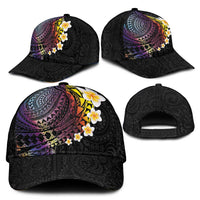 Hawaiian Tribal Tattoo and Plumeria Classic Cap Polynesian Pattern Rainbow