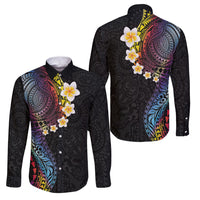 Hawaiian Tribal Tattoo and Plumeria Family Matching Puletasi and Hawaiian Shirt Polynesian Pattern Rainbow