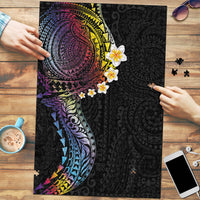 Hawaiian Tribal Tattoo and Plumeria Puzzle Polynesian Pattern Rainbow