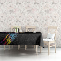 Hawaiian Tribal Tattoo and Plumeria Tablecloth Polynesian Pattern Rainbow