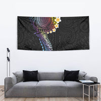 Hawaiian Tribal Tattoo and Plumeria Tapestry Polynesian Pattern Rainbow