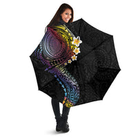 Hawaiian Tribal Tattoo and Plumeria Umbrella Polynesian Pattern Rainbow