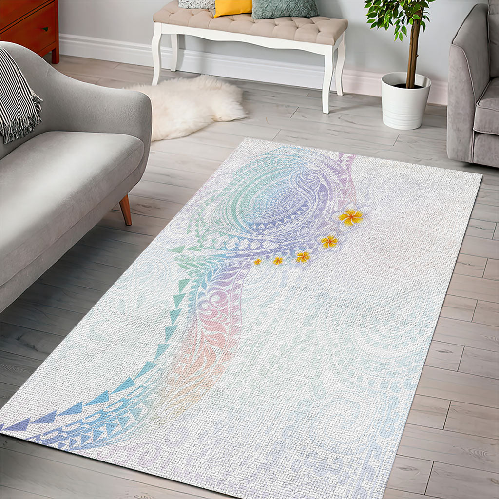 Hawaiian Tribal Tattoo and Plumeria Area Rug Polynesian Pattern Sweet