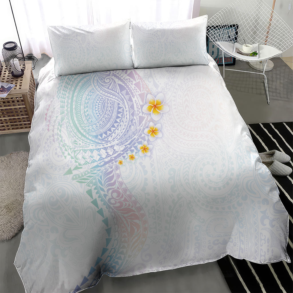 Hawaiian Tribal Tattoo and Plumeria Bedding Set Polynesian Pattern Sweet