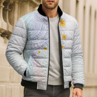 Hawaiian Tribal Tattoo and Plumeria Bomber Puffer Jacket Polynesian Pattern Sweet