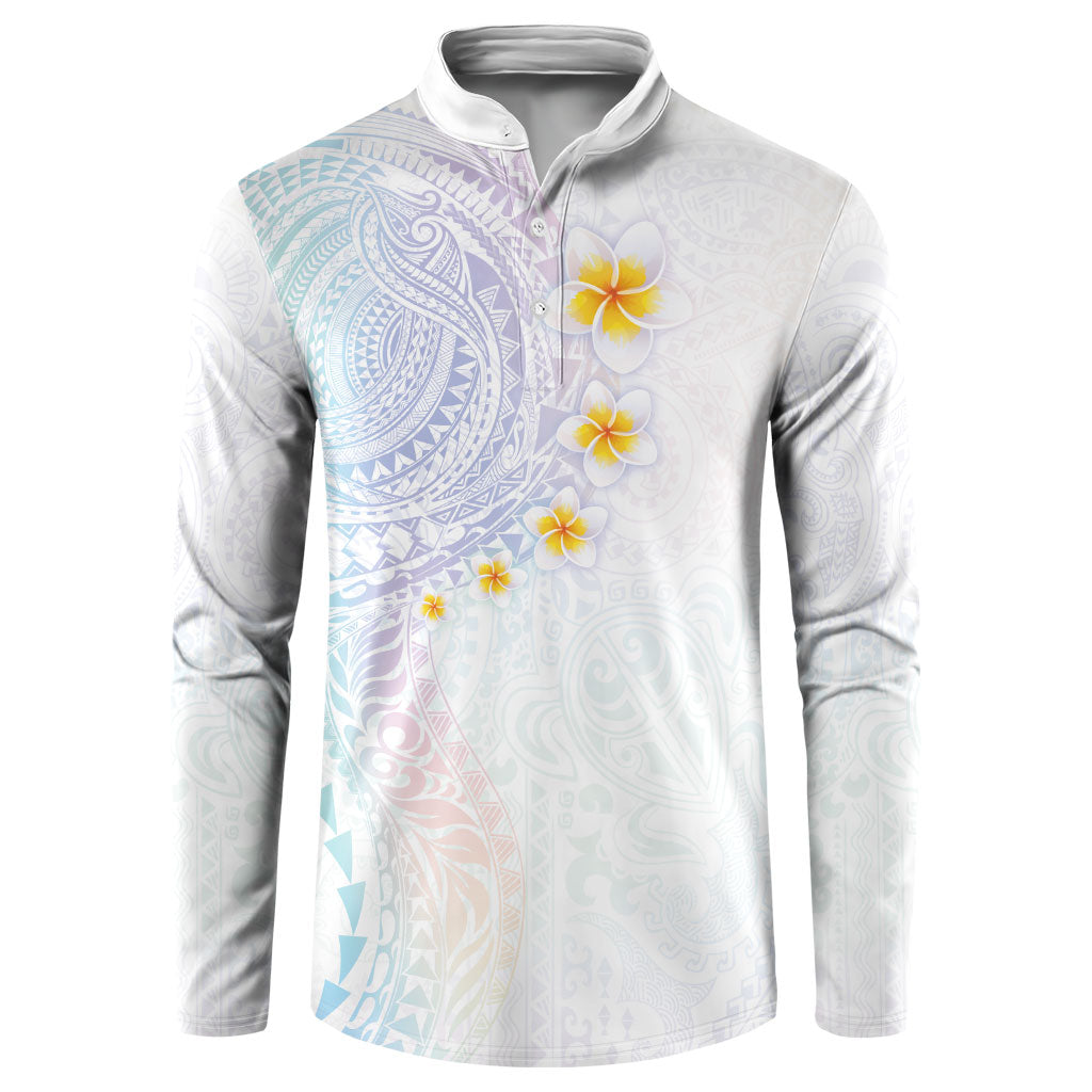 Hawaiian Tribal Tattoo and Plumeria Button Sweatshirt Polynesian Pattern Sweet