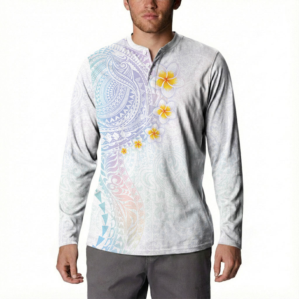 Hawaiian Tribal Tattoo and Plumeria Button Sweatshirt Polynesian Pattern Sweet