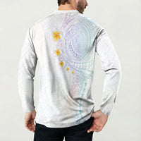 Hawaiian Tribal Tattoo and Plumeria Button Sweatshirt Polynesian Pattern Sweet