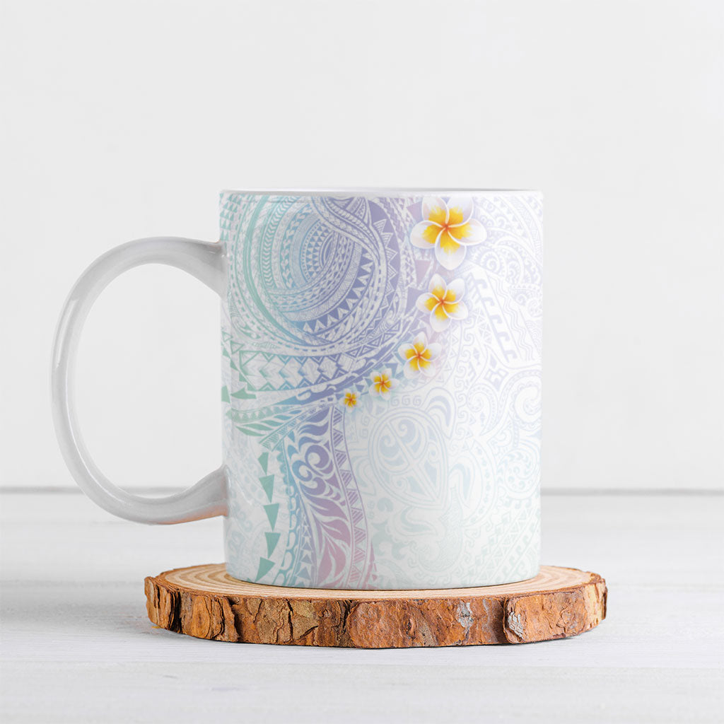 Hawaiian Tribal Tattoo and Plumeria Ceramic Mug Polynesian Pattern Sweet