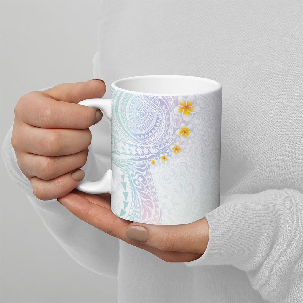 Hawaiian Tribal Tattoo and Plumeria Ceramic Mug Polynesian Pattern Sweet