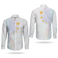 Hawaiian Tribal Tattoo and Plumeria Couples Matching Short Sleeve Bodycon Dress and Long Sleeve Button Shirt Polynesian Pattern Sweet