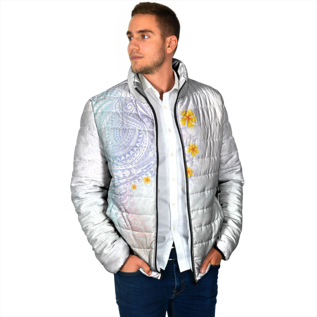 Hawaiian Tribal Tattoo and Plumeria Padded Jacket Polynesian Pattern Sweet