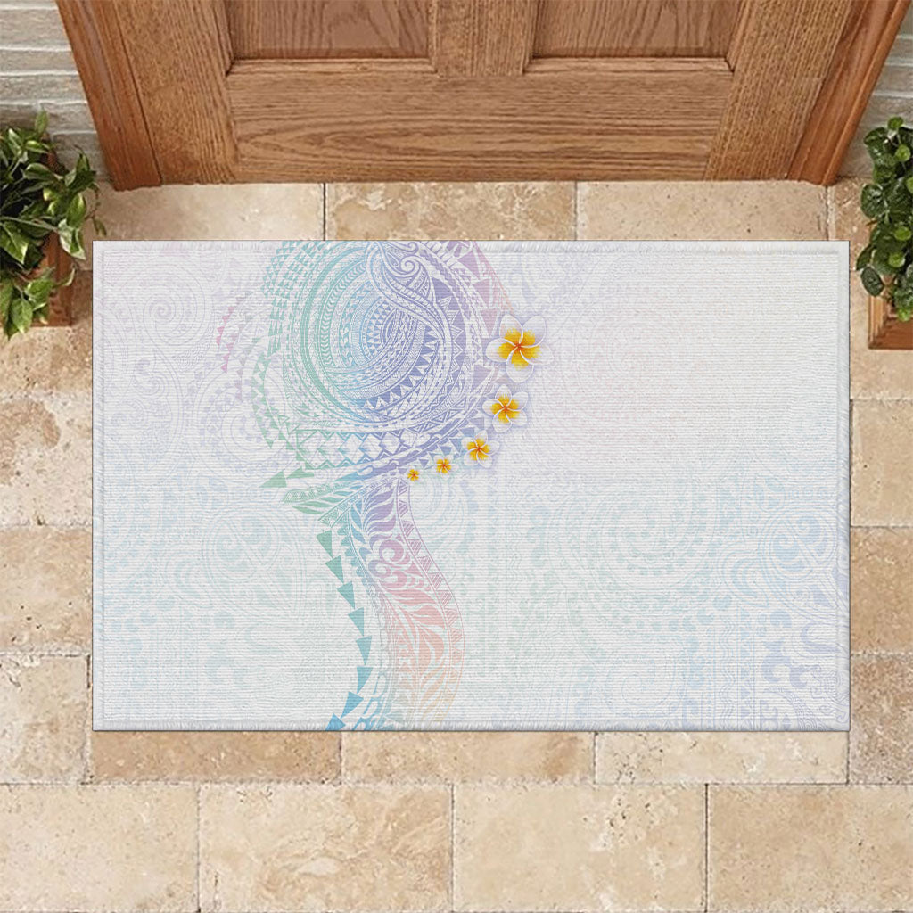 Hawaiian Tribal Tattoo and Plumeria Rubber Doormat Polynesian Pattern Sweet