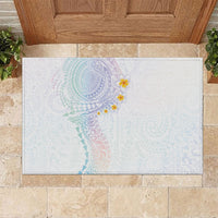 Hawaiian Tribal Tattoo and Plumeria Rubber Doormat Polynesian Pattern Sweet