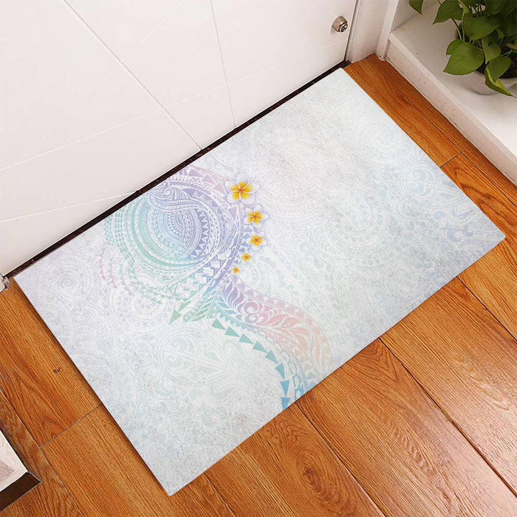 Hawaiian Tribal Tattoo and Plumeria Rubber Doormat Polynesian Pattern Sweet