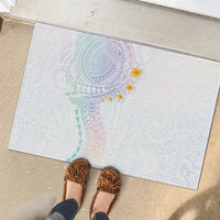 Hawaiian Tribal Tattoo and Plumeria Rubber Doormat Polynesian Pattern Sweet