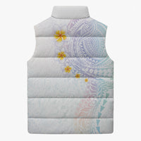 Hawaiian Tribal Tattoo and Plumeria Sleeveless Puffer Jacket Polynesian Pattern Sweet