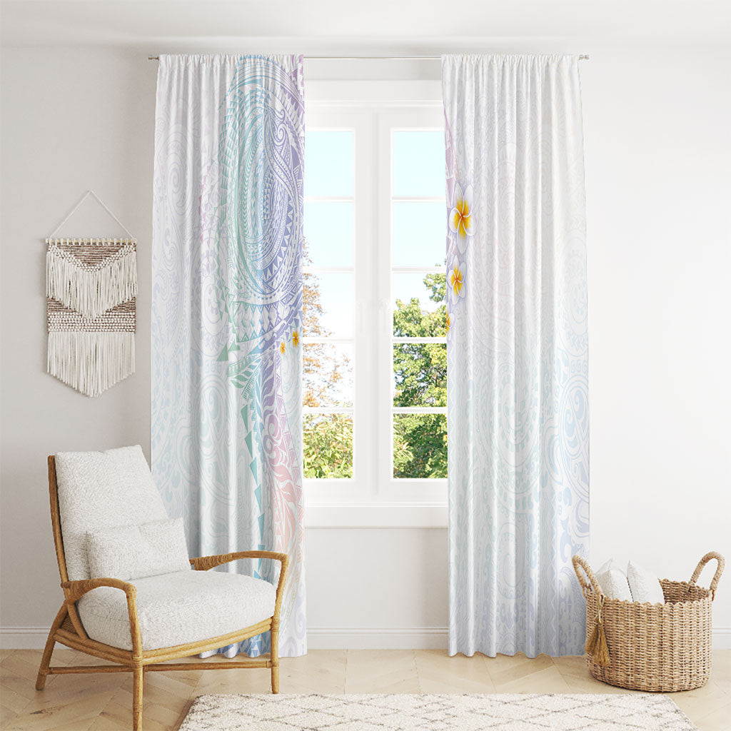 Hawaiian Tribal Tattoo and Plumeria Window Curtain Polynesian Pattern Sweet