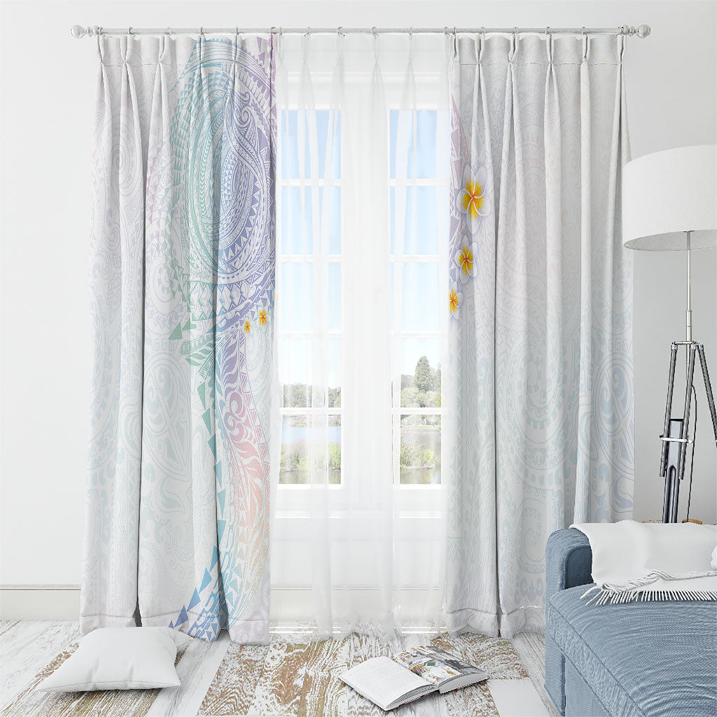 Hawaiian Tribal Tattoo and Plumeria Window Curtain Polynesian Pattern Sweet