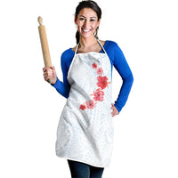 Hawaiian Tribal Tattoo and Hibiscus Apron Polynesian Pattern Airy White Blue Cloud