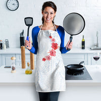 Hawaiian Tribal Tattoo and Hibiscus Apron Polynesian Pattern Airy White Blue Cloud