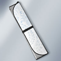 Hawaiian Tribal Tattoo and Hibiscus Auto Sun Shade Polynesian Pattern Airy White Blue Cloud