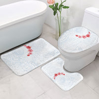 Hawaiian Tribal Tattoo and Hibiscus Bathroom Set Polynesian Pattern Airy White Blue Cloud