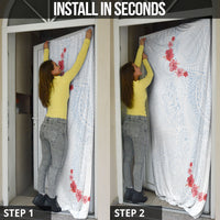 Hawaiian Tribal Tattoo and Hibiscus Door Cover Polynesian Pattern Airy White Blue Cloud