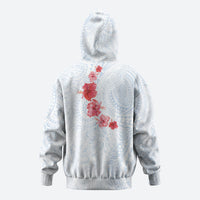 Hawaiian Tribal Tattoo and Hibiscus Hoodie Polynesian Pattern Airy White Blue Cloud