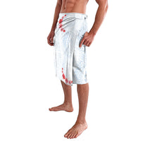 Hawaiian Tribal Tattoo and Hibiscus Lavalava Polynesian Pattern Airy White Blue Cloud