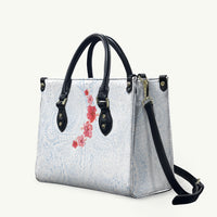 Hawaiian Tribal Tattoo and Hibiscus Leather Bag Polynesian Pattern Airy White Blue Cloud