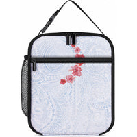 Hawaiian Tribal Tattoo and Hibiscus Lunch Bag Polynesian Pattern Airy White Blue Cloud