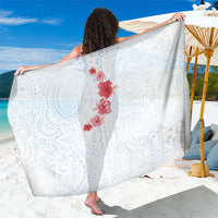 Hawaiian Tribal Tattoo and Hibiscus Sarong Polynesian Pattern Airy White Blue Cloud