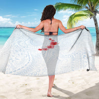 Hawaiian Tribal Tattoo and Hibiscus Sarong Polynesian Pattern Airy White Blue Cloud