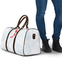 Hawaiian Tribal Tattoo and Hibiscus Travel Bag Polynesian Pattern Airy White Blue Cloud