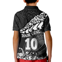 Custom New Zealand Rugby Kid Polo Shirt Maori Warrior Rugby Silver Fern Tribal Pattern LT03 - Polynesian Pride