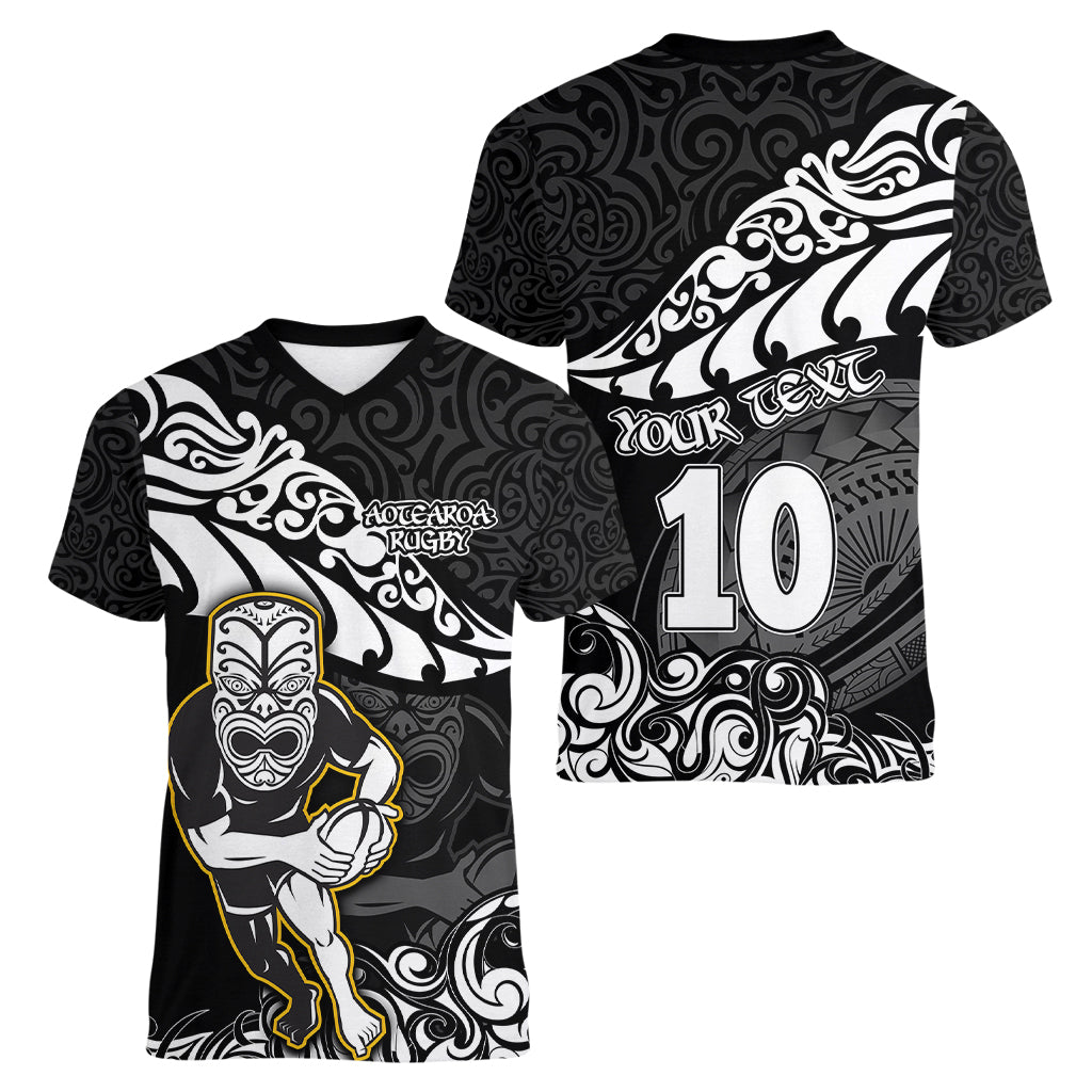 custom-new-zealand-rugby-women-v-neck-t-shirt-maori-warrior-rugby-silver-fern-tribal-pattern