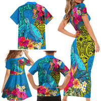 polynesian-family-matching-short-sleeve-bodycon-dress-and-hawaiian-shirt-the-turtle-jung-flower-with-maori-pattern-ethnic-style