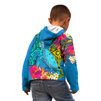 Polynesian Kid Hoodie The Turtle Jung Flower with Maori Pattern Ethnic Style LT03 - Polynesian Pride